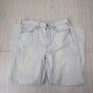 American Eagle Women Size 8 Reg Light Wash Mom Jeans Distressed-raw hem